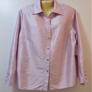 DUE PER DUE 100% SILK JACKET STYLE BLOUSE 14W NWT